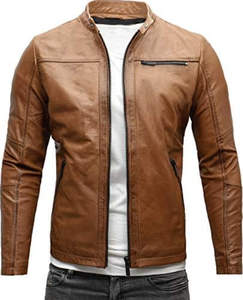 Chaqueta de cuero Esprit ajustada, viscos transpirables, forro con cierre de cremallera, venta al por mayor, chaqueta de cuero genuino de moda de invierno para hombre - Product Image 3