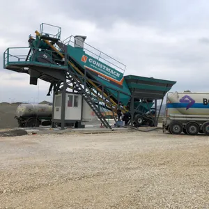 CENTRALE DE MÉLANGE DE BÉTON PORTABLE DE 30 m3/h, ENTIÈREMENT MOBILE, GARANTIE DE 2 ANS, MACHINE À DURÉE DE HAUTE QUALITÉ