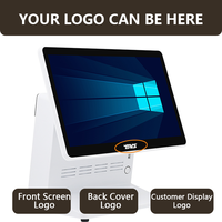 Terminal de point de vente 15,6 pouces, système de point de vente pour magasin de détail, processeur Intel Core i3, Windows 7/8/10, blanc/noir, écran unique, imprimante