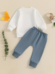 Letter Print Long Sleeve Sweatshirt and Solid Color Pants 2pcs Set for Outdoor Toddler <b>Boy</b> Fall Outfits New Kids Clothing - Product Image 2