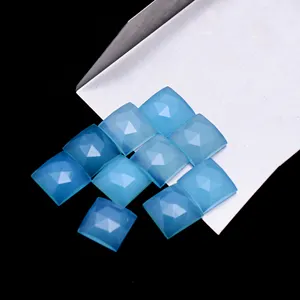 Calcédoine bleue 6x6mm à 20x20mm, rose carrée, pierre précieuse calcédoine bleue pour bijoux, pierre en vrac