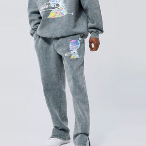 พัฟพิมพ์แบบกําหนดเองผ้าฝ้าย 100% วินเทจหนักน้ําหนักกรดล้างกางเกงเหงื่อในราคาโรงงานขายส่งที่ดีที่สุด - Product Image 4