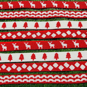 สายคาดผ้าใบปักลายสำหรับผู้หญิงมาใหม่สายคล้องมือลูกปัดลูกปัดลายเสือดาวงานแฮนด์เมดลายวันคริสมาสต์สำหรับเกม - Product Image 3