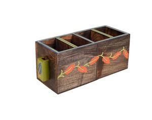 Wholesale 4-Compartment Wooden Utensil Holder Low Price Durable Kitchen Cutlery Holder From Indian Exporter - Product Image 1