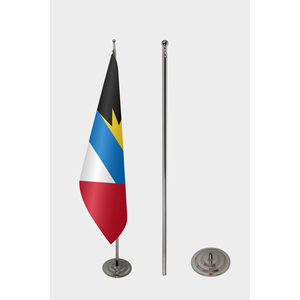 Drapeau d'intérieur officiel d'Antigua-Barbuda, imprimé numériquement en polyester, avec mât en aluminium, modèle de drapeau mondial pour affichage automobile - Product Image 2