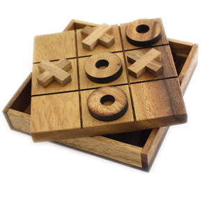 Tres en Raya de Madera Oscura de Lujo con Piezas de Cubo Doradas X O para Adultos, Mesa de Centro, Escritorio de Oficina, Sala de Estar y Diversión Premium - Product Image 2