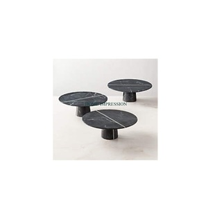 Soporte de pastel de mármol elegante moderno Soporte de pastel resistente de lujo con diseño moderno Herramienta de pastel de mármol de diseño italiano de color negro - Product Image 1