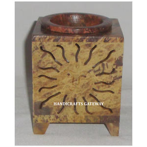 Brûleur d'huile d'arôme en pierre de savon en forme de rectangle de conception antique pour l'entreprise et les cadeaux en gros en quantité en vrac - Product Image 1