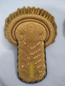 Customized Luxury Embroidered Lace Hook-and-Loop <b>Badges</b> with Golden Bullion Wire Fringe for Marching Band Garment Promotion - Product Image 2