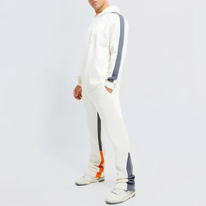 ใหม่ชุดวอร์มเข้ารูปแบบสตรีทแวร์สำหรับผู้ชายชุด2ชิ้น100% ผ้าฝ้ายสำหรับผู้ใหญ่ชุดโลโก้พิมพ์ลายระบายอากาศสีพื้น - Product Image 1