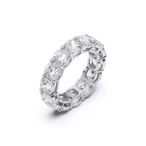 Anillo de banda de eternidad de diamante con corte de cojín cultivado en laboratorio de 10,00 quilates, hecho en platino para ella - Product Image 4
