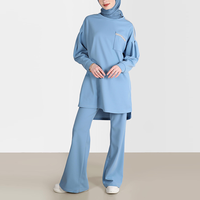Ensemble de survêtement 2 pièces coloré à capuche en tissu éponge tissé décontracté, écologique, respirant, brodé, avec boutons, pour l'automne (T-shirt et pantalon)