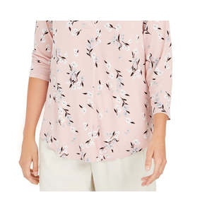 Top da Donna Charter Club con Scollo a V, Stampa Floreale in Chiffon, Vestibilità Ampia, Taglia XL per Primavera/Estate e Autunno - Product Image 3