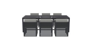 Ensemble de salle à manger rectangulaire 6 places 240cm avec matériaux en acier pour mobilier d'extérieur sophistiqué - Product Image 3