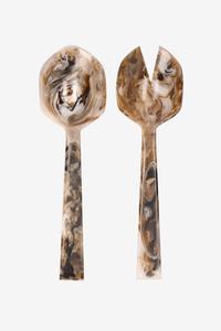 Ensemble moderne de cuillères et fourchettes à salade en résine époxy – Couverts attrayants pour servir la salade – Grande cuillère - Product Image 2