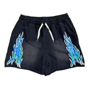 Haute qualité impression personnalisée coton surdimensionné éponge hommes Shorts Vintage lavé à l'acide en détresse bord coupé séchage rapide haute rue - Product Image 3