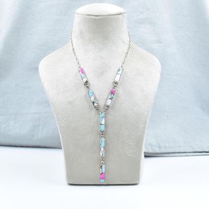 Hecho a mano algodón caramelo turquesa Lariat collar plata esterlina cadena ajustable - Product Image 1