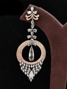 Designer <b>Silver</b> Plated CZ <b>Jhumka</b> Earrings Sparkling Zircon Stones for Wedding Engagement Parties Fashion Accessories Made Brass - Product Image 2