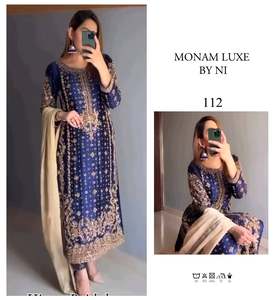 Vestido Lehenga Choli Anarkali de Manga Larga con Bordado de Chifón Acrílico Premium, Adorno Elegante para Mujer, Ropa Festiva para Fiestas - Product Image 3