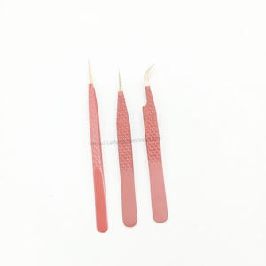 แหนบต่อขนตาทำจากสเตนเลสอุปกรณ์แต่งขนตาสีแดง - Product Image 6