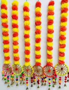 Guirnalda de flores de caléndula Artificial de plástico duradero Multicolor, decoración colgante de Chakri de 4 pies, uso interior/exterior para boda en casa - Product Image 3