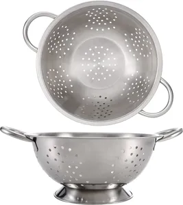 Passoire en acier inoxydable avec poignées en vrac en gros Passoire en métal de qualité alimentaire pour pâtes riz légumes usage commercial et domestique - Product Image 4