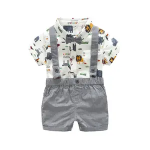 かわいい幼児のベビー服プリントロンパースとショーツセットブティックベビーコスチューム2歳子供服卸売ベビー服