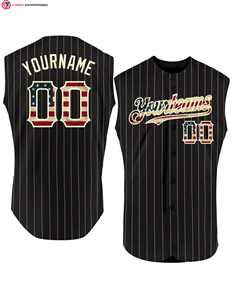 Premium de alta calidad negro Vintage EE. UU. Bandera-crema auténtica sin mangas sublimación camiseta de béisbol - Product Image 2