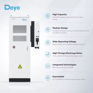 Système de stockage de batterie solaire hybride Deye <span class=keywords><strong>GE</strong></span>-F60 61,4 kWh Triphasé Protection IP55 Tout-en-un Haute tension LiFePO4 Énergie domestique - Product Image 3
