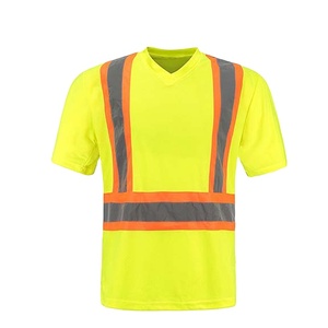 Hi Vis t Shirt Viz Visibility Jaune Col Rond Manches Courtes Sécurité Réfléchissant - Product Image 1