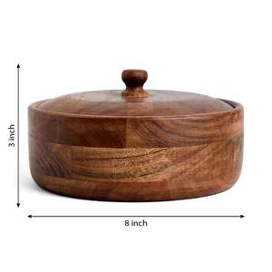 Pot en bois très exigeant avec couvercle en métal meilleure qualité casserole de luxe faite à la main forme ronde dessus de Table cuisine chauffe-aliments - Product Image 2