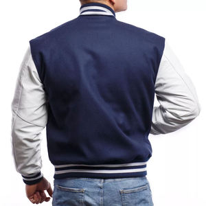 Varsity Jacket personnalisé Varsity Jacket bleu et blanc Melton laine et cuir véritable - Product Image 5