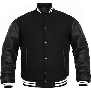 Veste universitaire pour hommes manches en cuir véritable et laine mélangée Letterman Boys College Varsity Jackets XS-5XL - Product Image 2