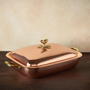 Etremely Exclusive Luxury Copper Bowl Pot Cast Iron Lid Stainless Steel Handles Dishwasher Oven Safe High Quality Metal - Product Image 2