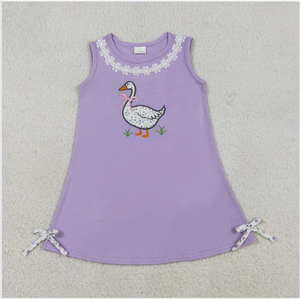 Robe pour fille GSD2942 avec broderie d'oie violette - Product Image 4