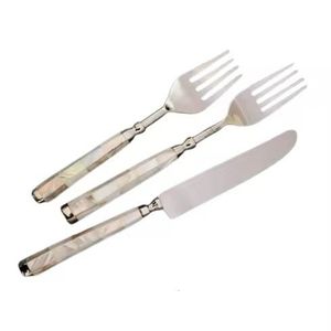 Best Selling Bamboo Handle Stainless Steel Cutlery Set Knife <b>Fork</b> Spoon <b>Dessert</b> Spoon Silverware Flatware Cutlery Set Handmade - Product Image 3