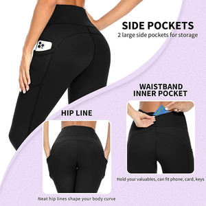 Leggings de yoga taille haute pour femmes, sans couture, avec poches, pour la gym et l'entraînement - Product Image 3