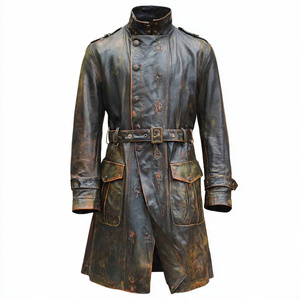 Men Long <b>Leather</b> <b>Coat</b> Letterman Button Down Fashion <b>Leather</b> Long <b>Coat</b> Men's Streetwear <b>Trench</b> <b>Leather</b> Long <b>Coat</b> Mens - Product Image 4