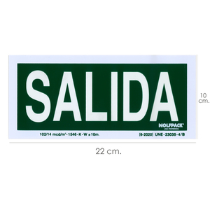 Letrero Fluorescente Salida 22x 10 (Alt.) cm. - Product Image 1