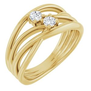 <b>Adjustable</b> Bypass Two-Stone <b>Ring</b> Inlaid with Princess Cut Diamond Stylish Fashionable Brass Engagement <b>Ring</b> Free <b>Size</b> - Product Image 1