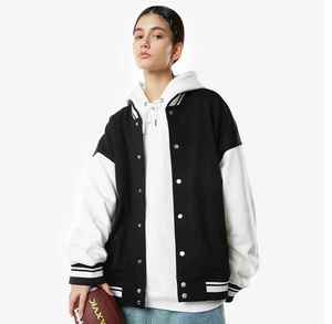 Chaqueta universitaria hecha a medida de alta calidad para mujer, ropa informal de tendencia con cuello levantado para invierno con logotipo frontal - Product Image 3