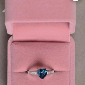 Londres BlueTopaz Bague 925 Bague De Fiançailles En Argent Sterling Coeur Forme De Mariage RingAnniversary Cadeau Déclaration Anneau Cadeau Pour Elle - Product Image 3