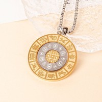 YWXS vente en gros en acier inoxydable Fortune marque douze signes du zodiaque chinois neuf palais huit trigrammes pendentif colliers