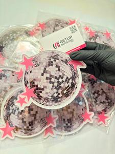 Nouvelles pinces à cils magnétiques en acrylique durable pour extensions de cils, avec motifs boule disco, tuiles personnalisées, fleurs et ovales, disponibles - Product Image 3