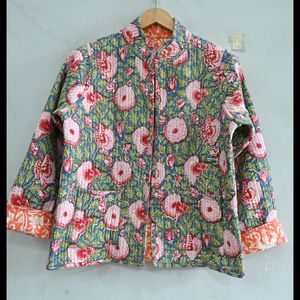 Veste matelassée à imprimé floral pour dames nouvelle veste courte réversible d'été manteau d'hiver tissé respirant - Product Image 4