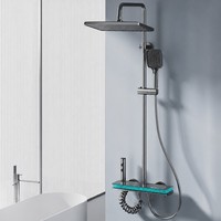 Ensemble de douche thermostatique numérique en cuivre, finition bronze, fixation murale, pommeau de douche carré, douchette à main, 4 voies