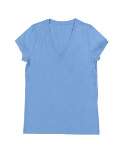 Camiseta de manga media con cuello redondo para mujer, ropa informal 100% de algodón/poliéster de alta calidad, bordada con logotipo de impresión personalizada - Product Image 1