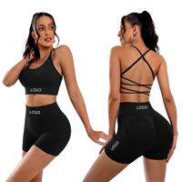 Ensemble de vêtements de sport légers pour femmes grandes tailles, soutien-gorge de sport sans couture et short respirant qui rehausse les fesses