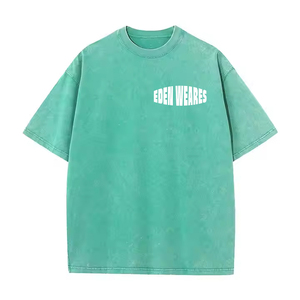 เสื้อยืดผ้าซาตินสีแอซิดสำหรับทุกเพศ, เสื้อยืดผ้าฝ้าย100% คุณภาพสูง220GSM ซาตินแขนสั้นพิมพ์โลโก้ได้ตามต้องการ - Product Image 5