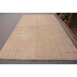 4.3x7.1 ft Area Turkish Vintage Rug, <b>Brown</b> Plants & trees <b>Wool</b> Rug - Product Image 1